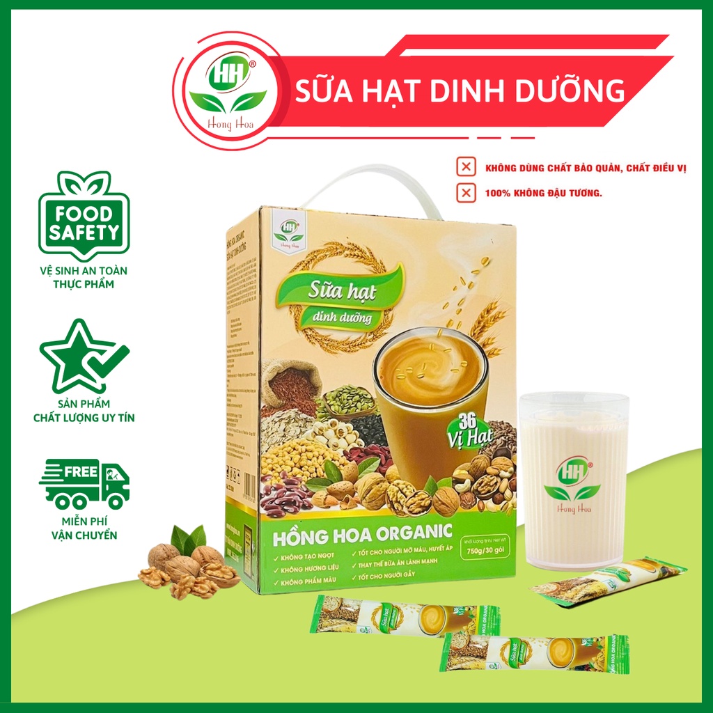 sữa hạt dinh dưỡng thuần chay hồng hoa organic 36 loại hạt