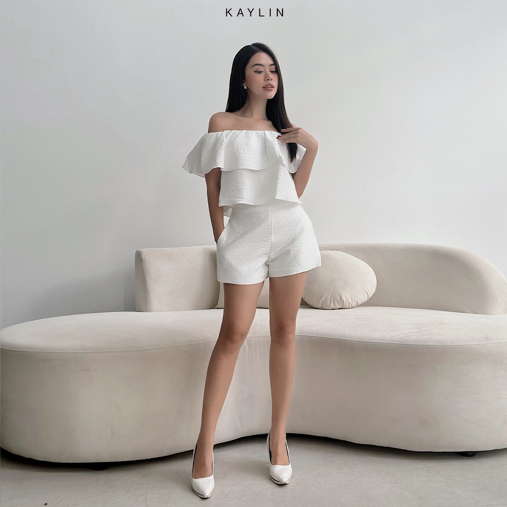 Set áo trễ vai phối quần đùi kaylin - n1900