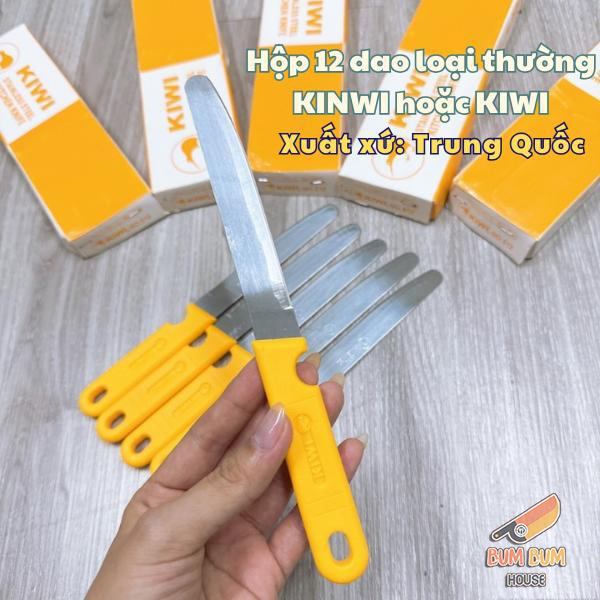 Hộp 12 Dao thái lan cán vàng kiwi, đầu nhọn siêu bén, dao gọt trái trái cây rau củ quả tiện lợi dùng cho nhà bếp