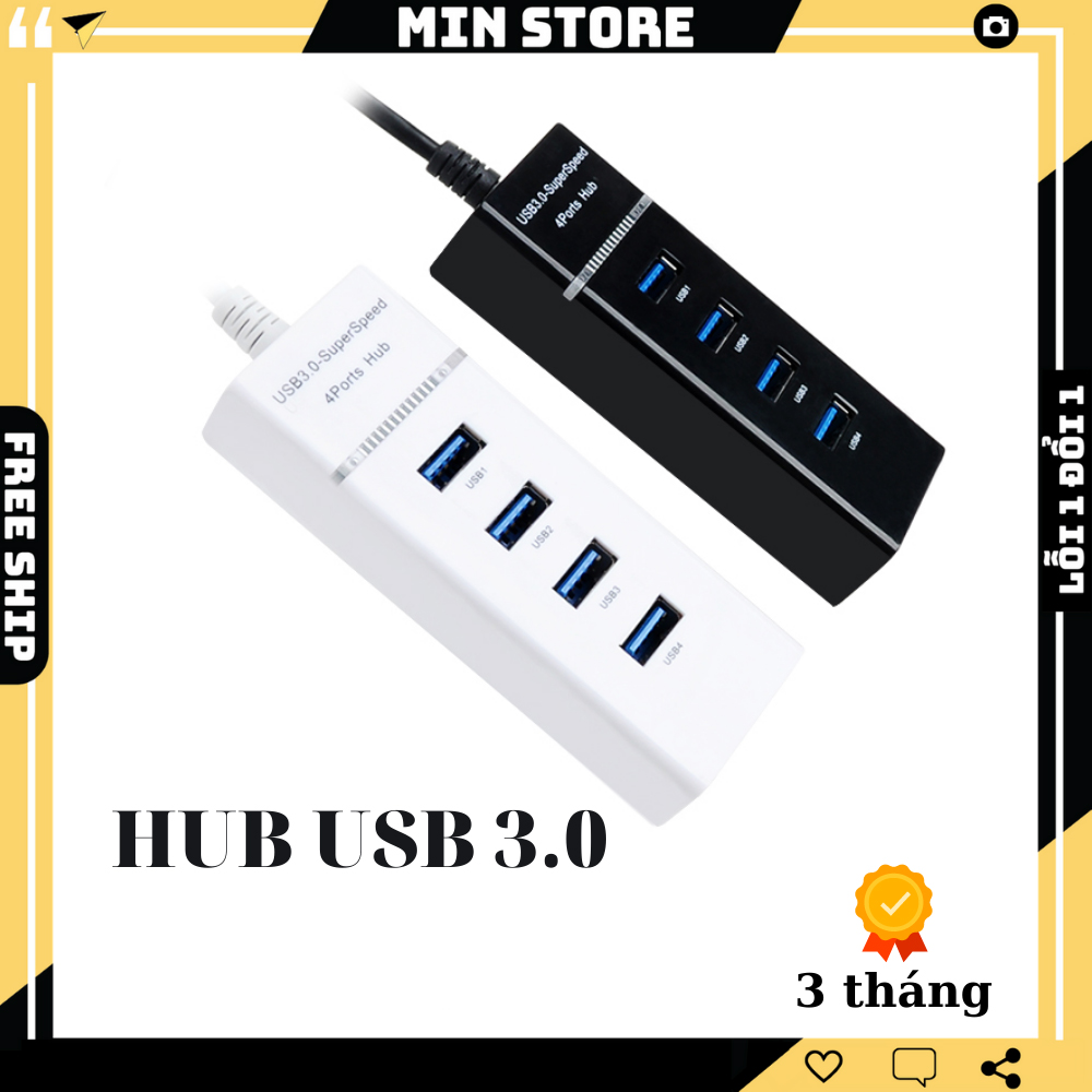 Bộ chia usb từ 1 thành 4 cổng usb tốc độ 3.0 chính hãng - min store