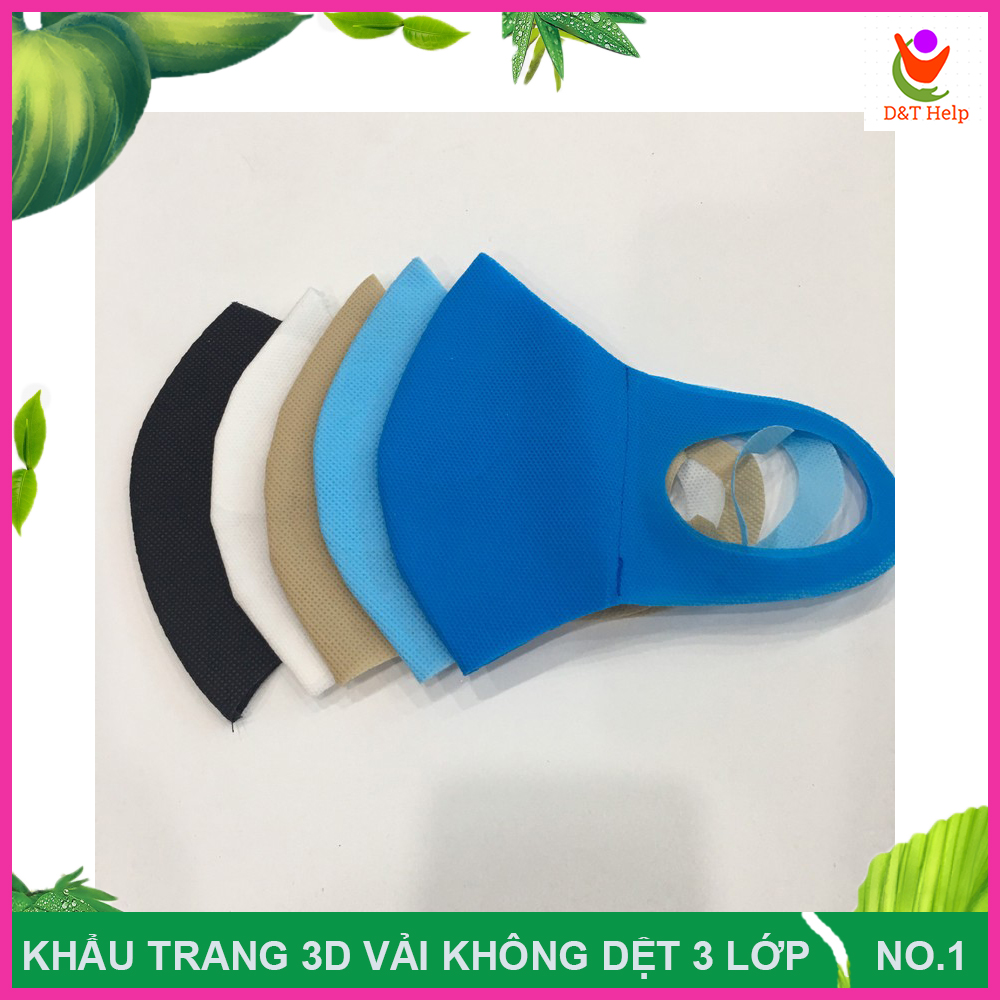 Khẩu Trang 3D 3 Lớp Vải Không Dệt Chống Bụi, Che Nắng, Khẩu Trang Vải Tái Sử Dụng (Hàng Tự Sản Xuất)