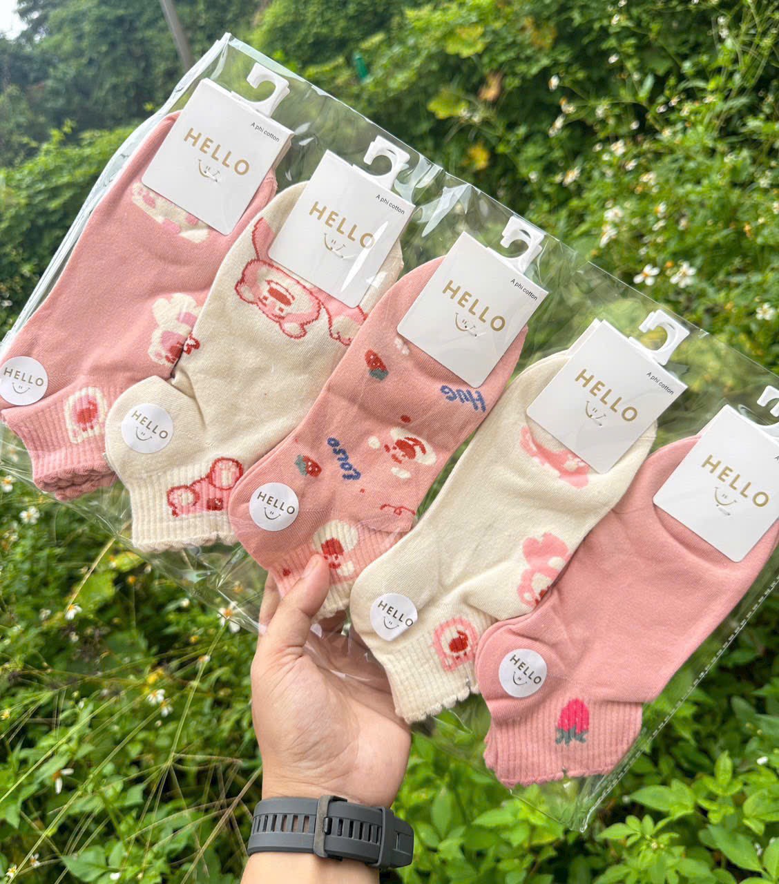 Set 5 đôi tất vớ cổ ngắn họa tiết xinh xắn