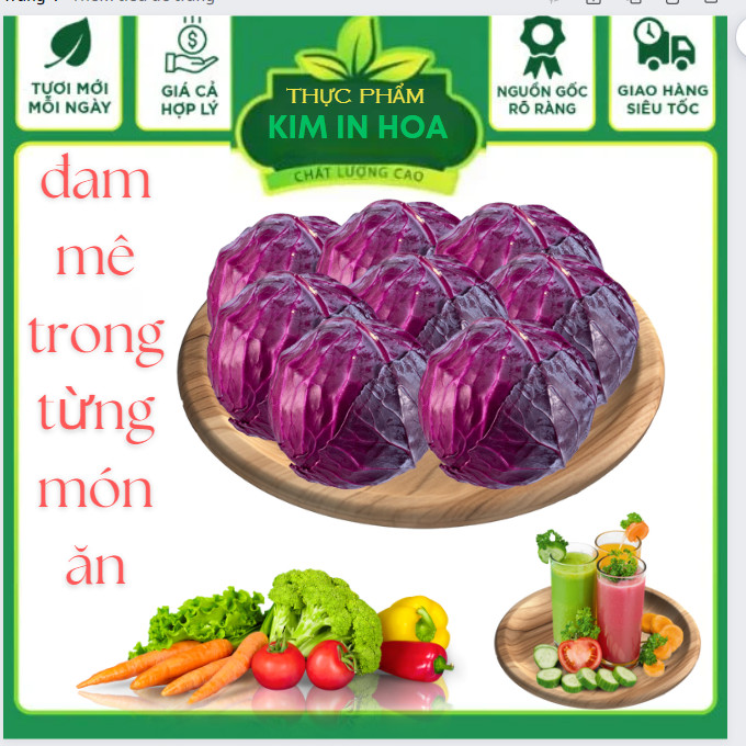 Bắp cải tím trắng tươi ngon đà lạt dùng để nấu canh xào hoặc làm gỏi