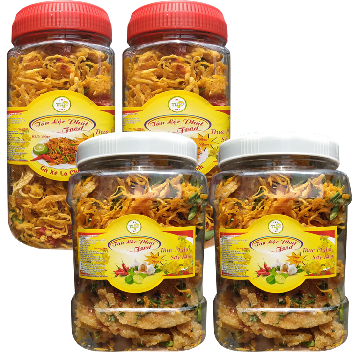 Combo 1Kg Cơm Cháy Lắc Và 2 Hũ Khô Gà Lá Chanh Mỗi Hũ 200G Hiệu Tân Lộc Phát