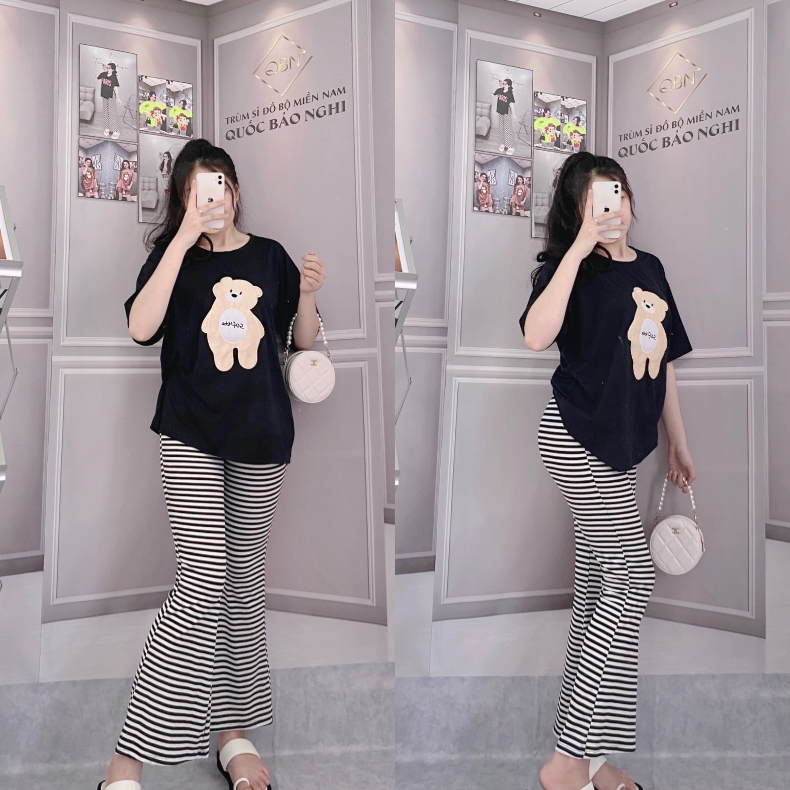 Đồ bộ nữ quần ống loe nữ cạp cao bigsize ESHOP quần thun gân len tăm cotton form rộng tay lửng co giãn đẹp DB35