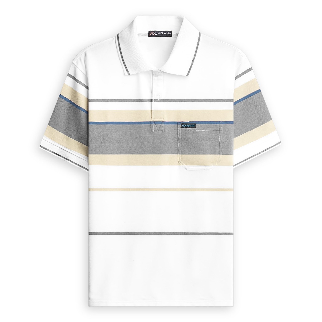 Middle-Aged Men's Short-Sleeved Polo Shirt Big Size 3XL 100kg Striped Cotton Fabric with Wide Collar, T-Shirt for Older Men - 9