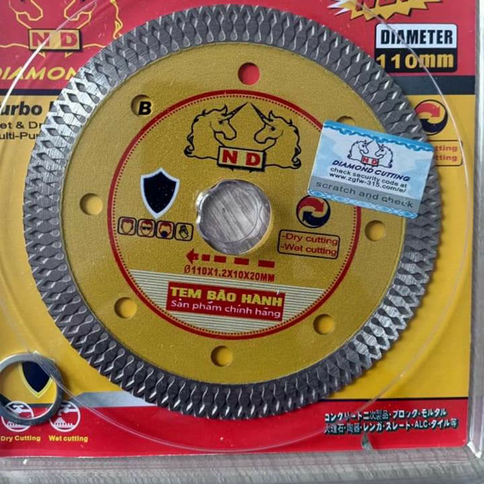 Lưỡi cắt nam dương chuyên cắt bóng kính kim sa đá granite marble combo 10v kt 110mm