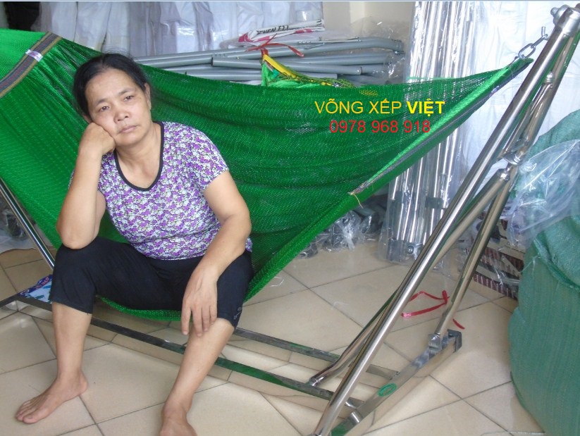 Trọn Bộ Khung+ Võng Xếp Inox Thang Vuông Cao Cấp ( ảnh thật)