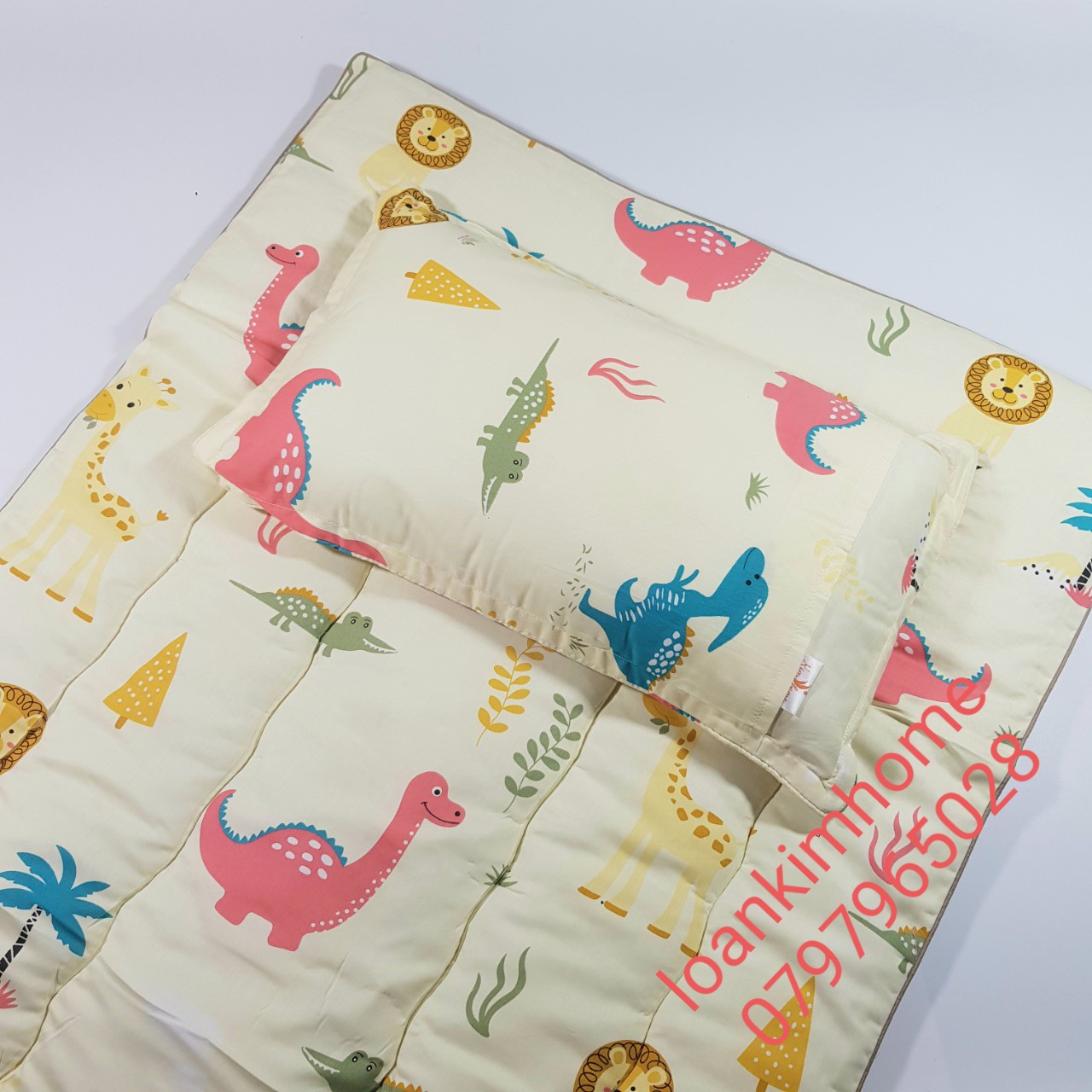 Bộ Đệm gối nhà trẻ cho bé 1 đến 8 tuổi cotton Thắng Lợi thương hiệu Kim Home.