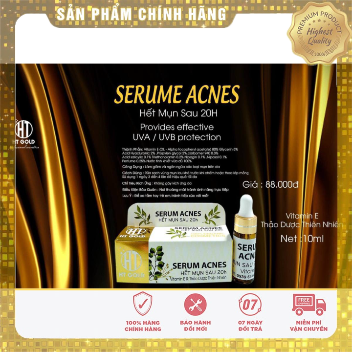 Serum mụn trắng da xoá thâm liền sẹo ht gold 10ml