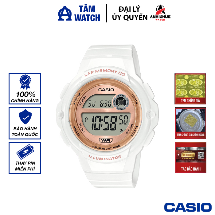 Đồng hồ nữ dây nhựa casio standard chính hãng anh khuê lws-1200h-7a2vdf