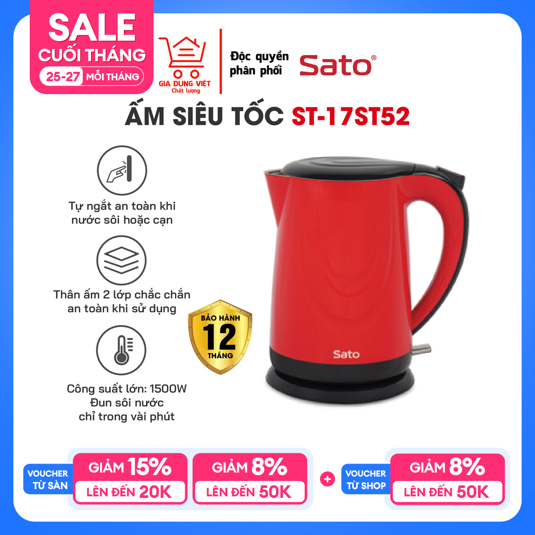 Ấm siêu tốc 1.8l sato 17st52