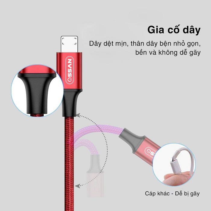 Cáp dù sạc nhanh Ossan Lightning dài 2m chíp cải tiến OS-C1I200pro