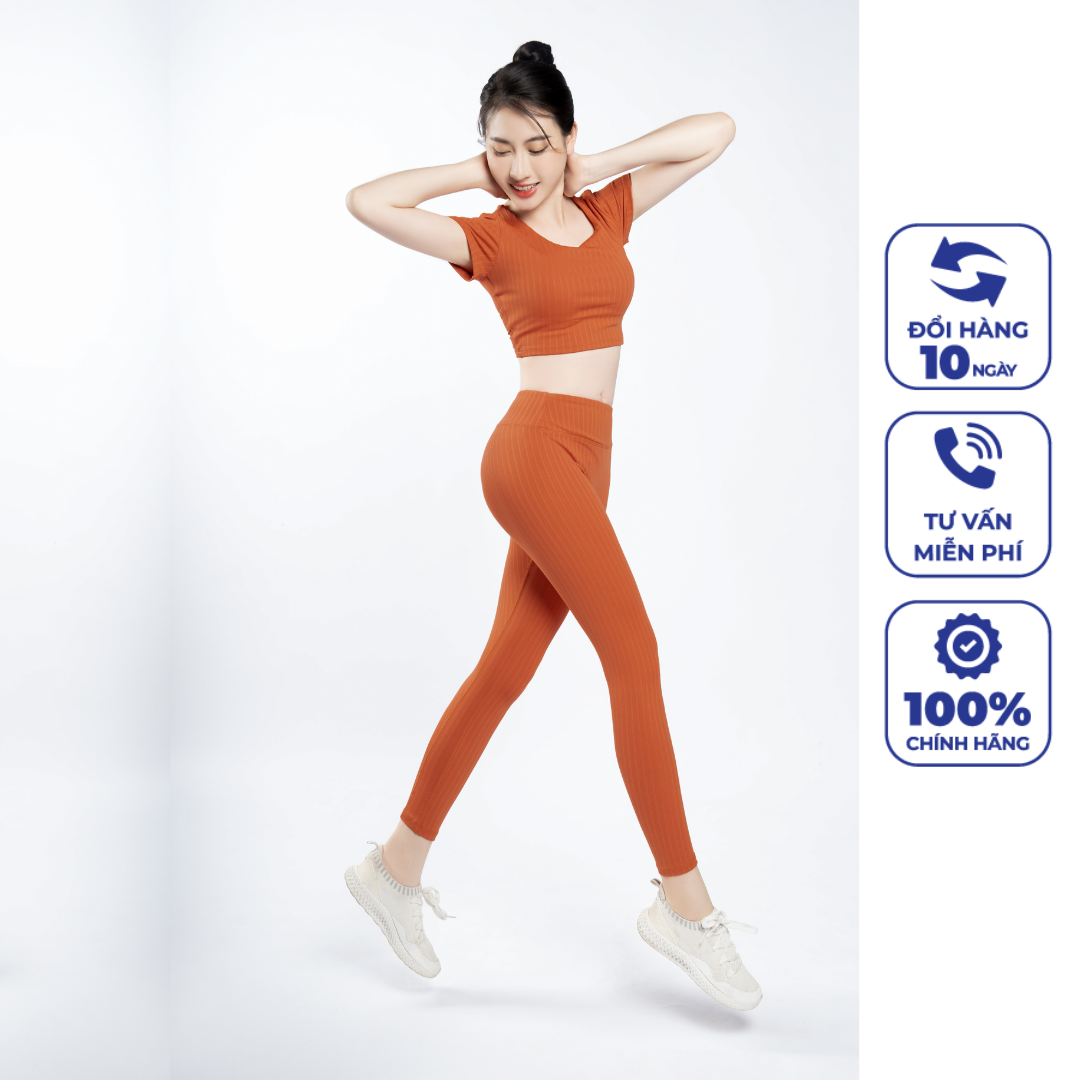 Bộ tập yoga 212204 áo croptop & quần legging livan sport co giãn mềm mịn