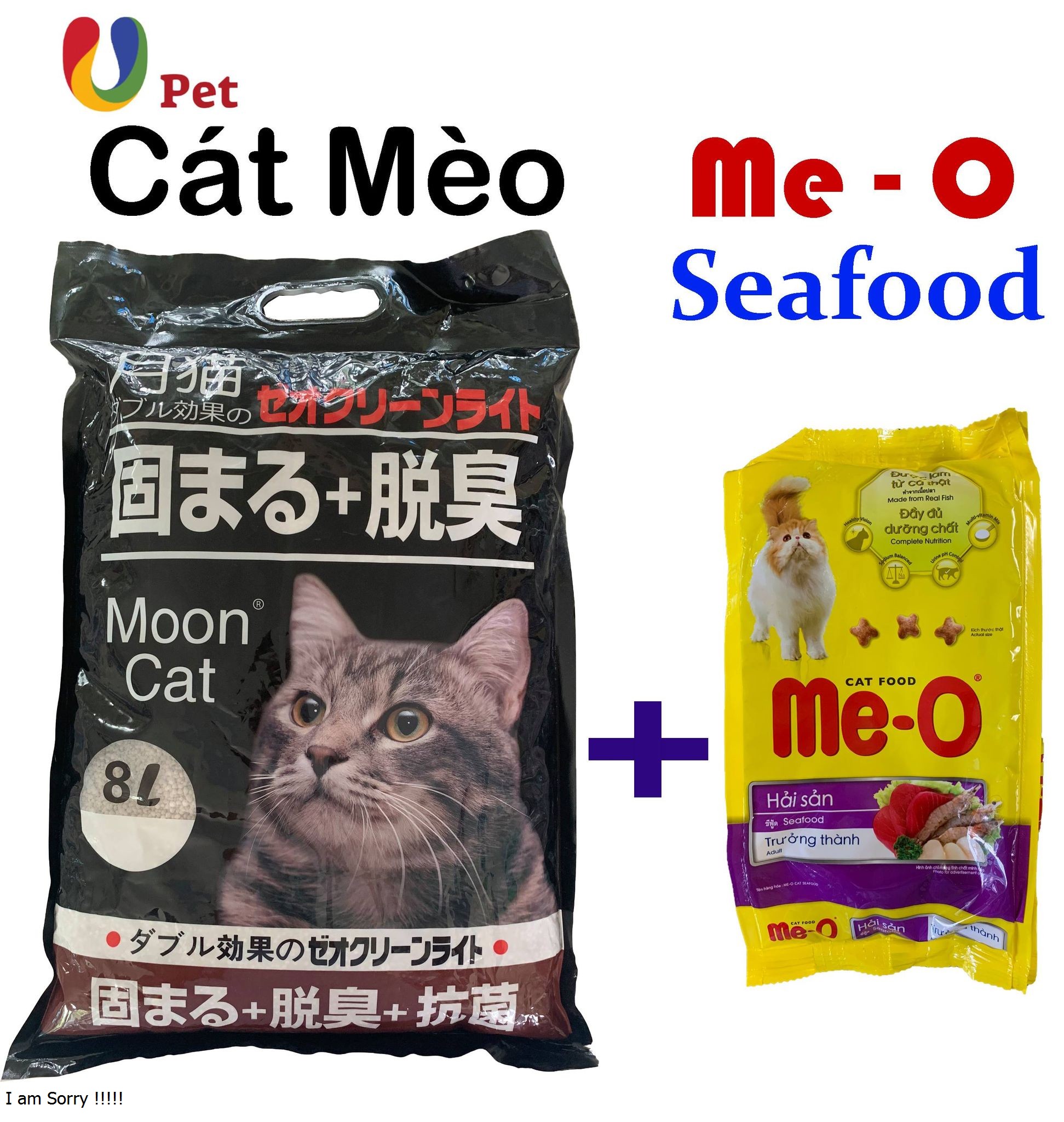 HCMCombo Cát Nhật 9L & Me-O Cho Mèo Trưởng Thành Vị Hải Sản 350g gói - U