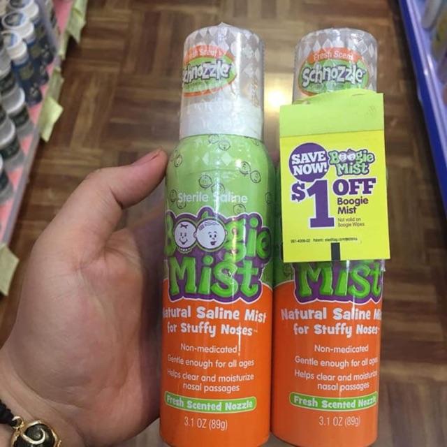 Xịt mũi vô trùng không mùi Boogie Mist Sterile Saline Nasal Spray