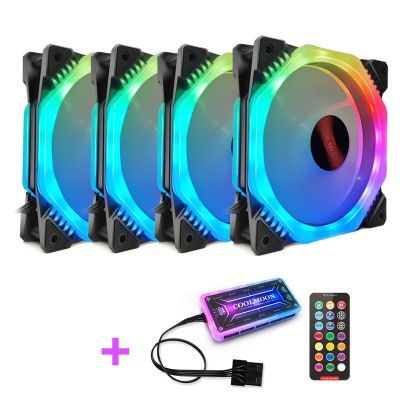 Bộ 4 quạt tản nhiệt, fan case coolmoon ver 9 / v9 led rgb - kèm hub và remote
