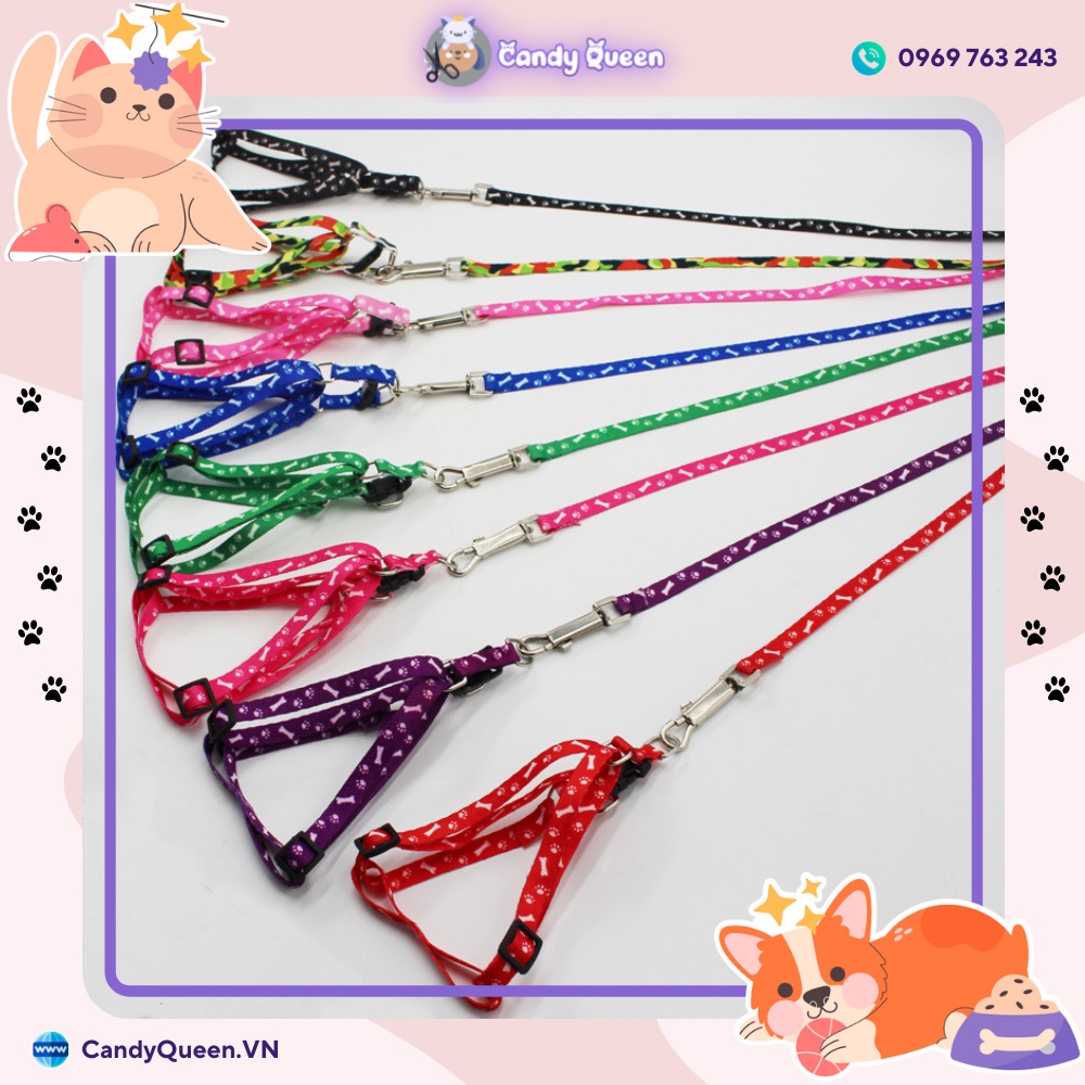 ⚡ dây dắt kèm yếm cho thú cưng chó mèo từ 4kg trở xuống chất liệu vải dù mềm mỏng