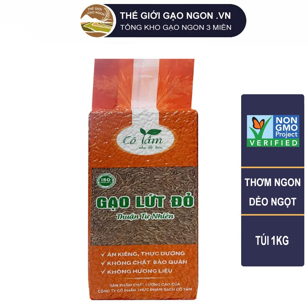 Gạo lứt đỏ hữu cơ cô tấm - túi 1kg - giá sỉ, date mới