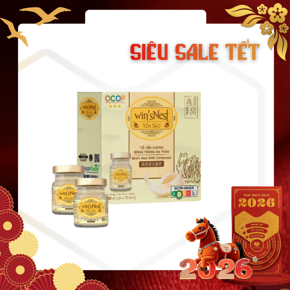 win'sNest (0.45g) túi Xuân YẾN CHƯNG ĐÔNG TRÙNG HẠ THẢO (HỘP 6 LỌ/ 420ML)