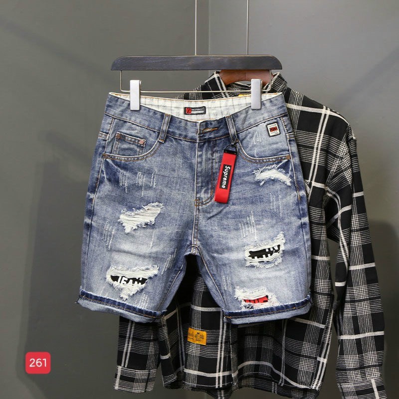 Quần short jean nam rách màu xanh kiểu dáng đẹp, chất liệu jean mềm cao cấp,dày dặn,co giãn tốt,chuẩn men siêu rẻ và đẹp (size 28-34) Menshopps T54