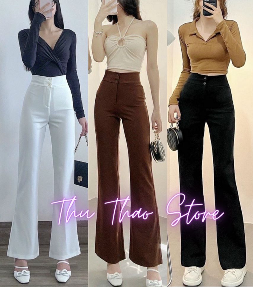 [Duy nhất 20H 10.11 - 13.11, Mua 2 giảm 10%] Quần tây ống loe công sở lưng cao 2 khuy hack dáng nhiều màu đẹp(Đen/ trắng/ be/ nâu)