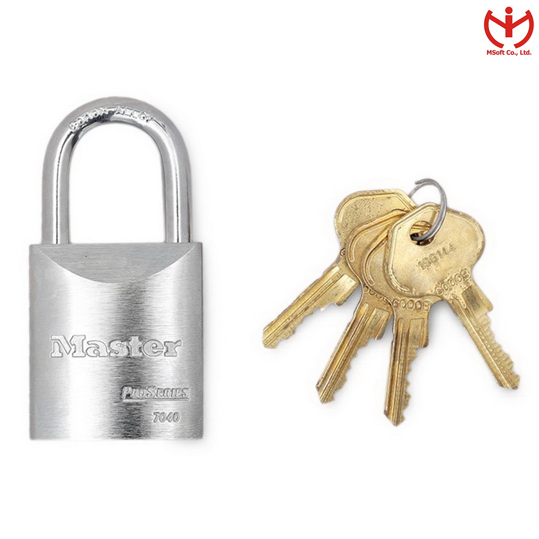 Ổ khóa thép master lock 7040 4key thân thép mạ crom rộng 40mm 4 chìa răng cưa dòng proseries - msoft