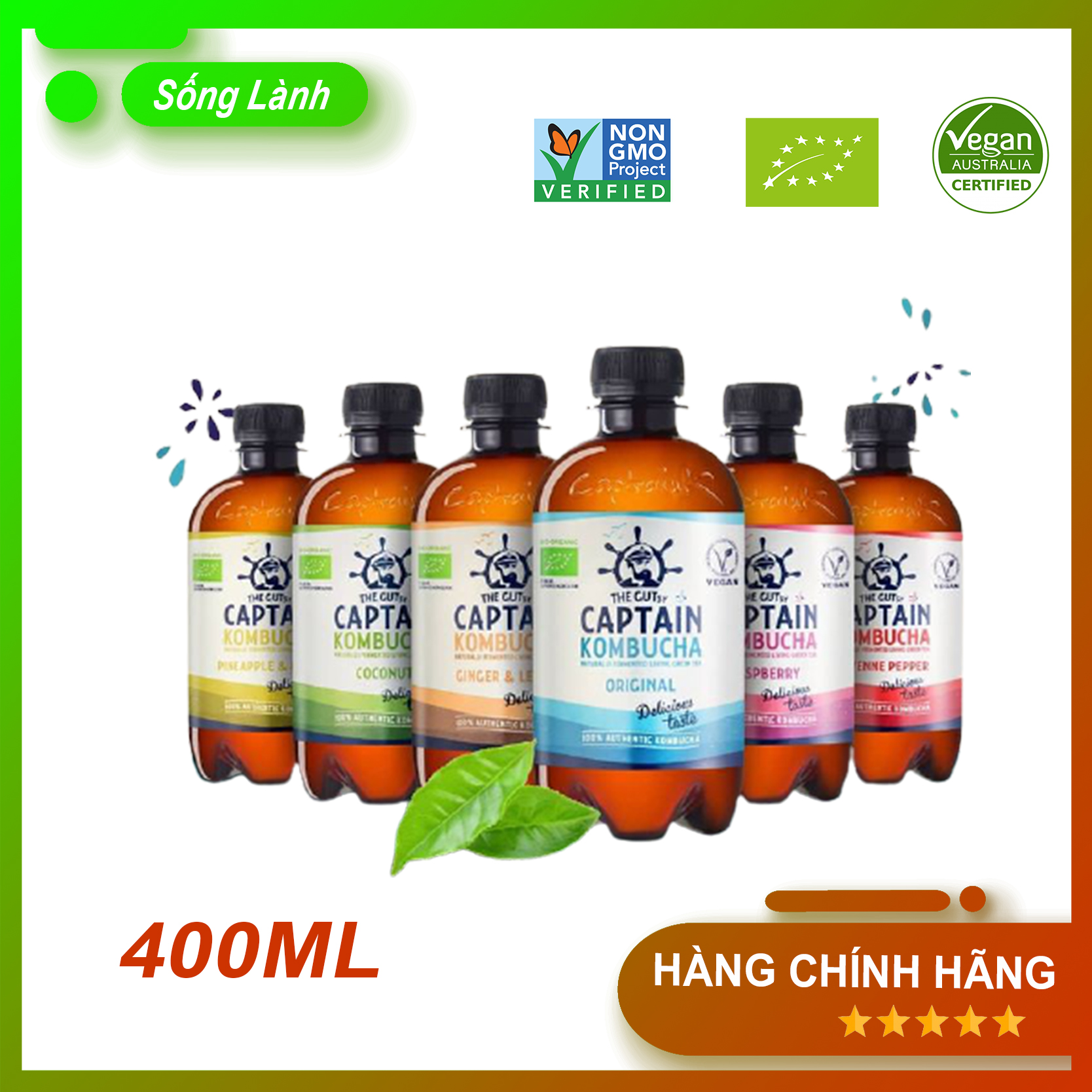 Trà dưỡng sinh Kombucha hữu cơ The Gutsy. Thức uống giàu lợi khuẩn , đẹp da, tiêu hóa tốt, tăng miễn dịch chính hãng 400ML