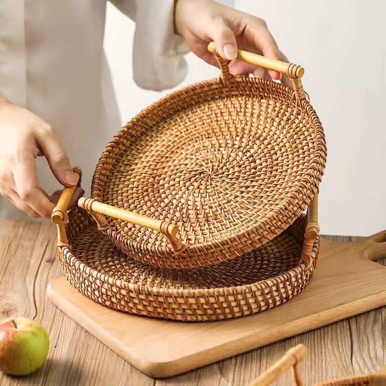 Khay mây tre đựng đò đa năng - Đan chắc chắc, bền đẹp theo thời gian