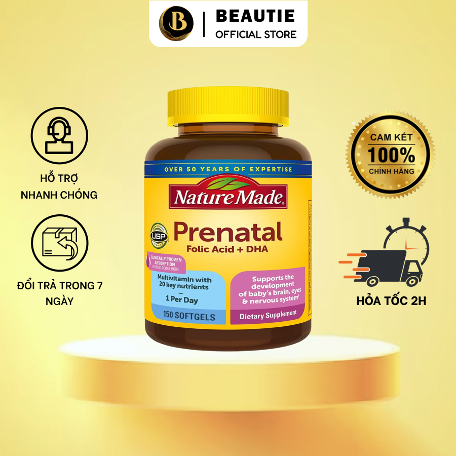 Vitamin cho bà bầu nature made prenatal folic acid + dha - date 05/2025 - hàng chính hãng