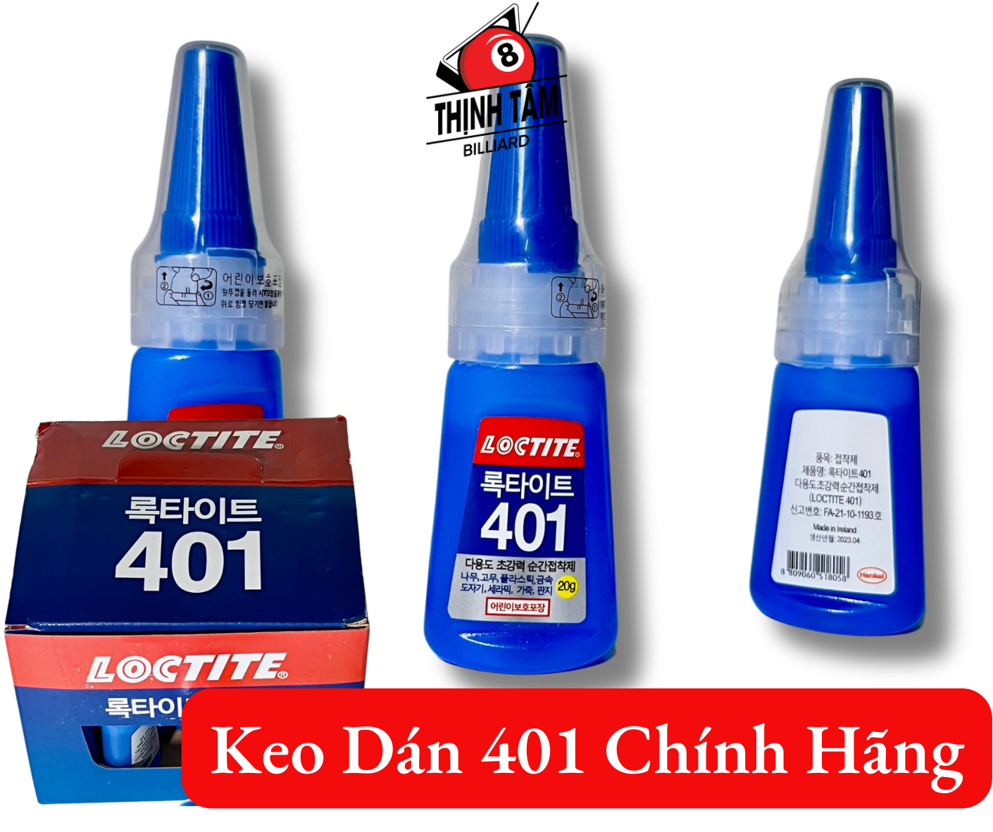 Keo 401 dán đầu cơ bida loctite - keo dán đa năng hàn quốc chính hãng