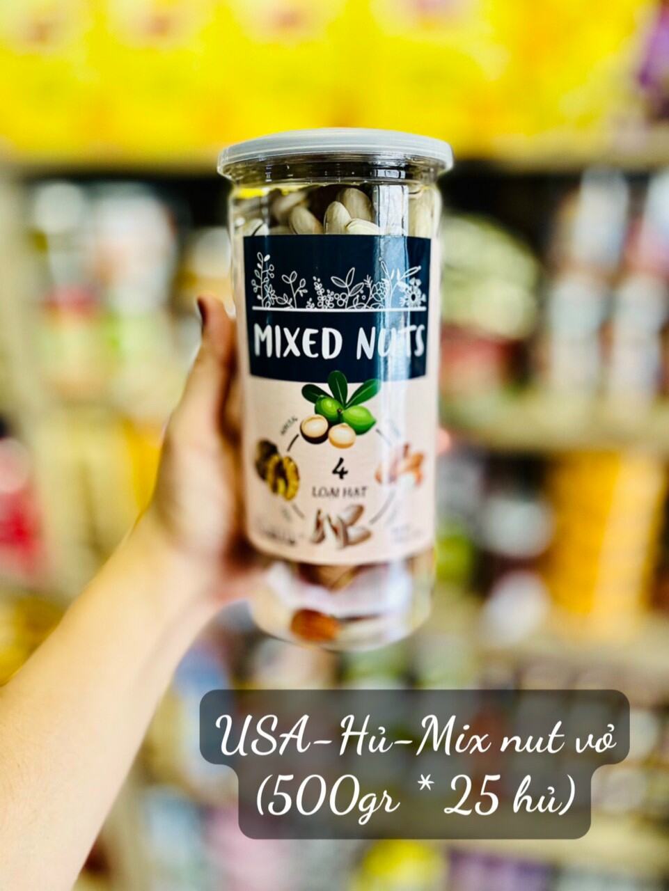 Hạt dinh dưỡng mix 4vị ( hạt còn vỏ) hũ 500gr tốt cho sức khỏe - date mới