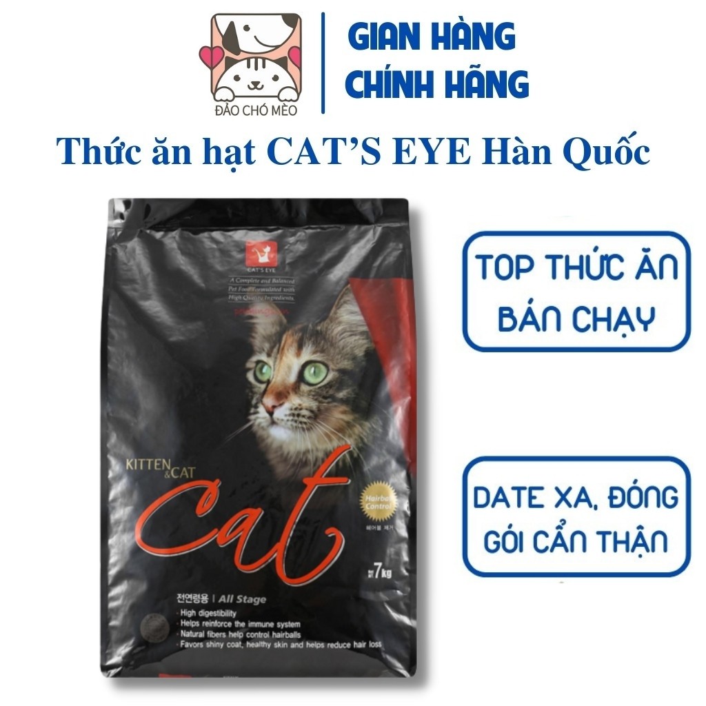 Thức ăn cho mèo hạt Cat's Eye Hàn Quốc - Túi Zip 1kg hạt cat eye siêu tiết kiệm Cateye - Đảo Chó Mèo