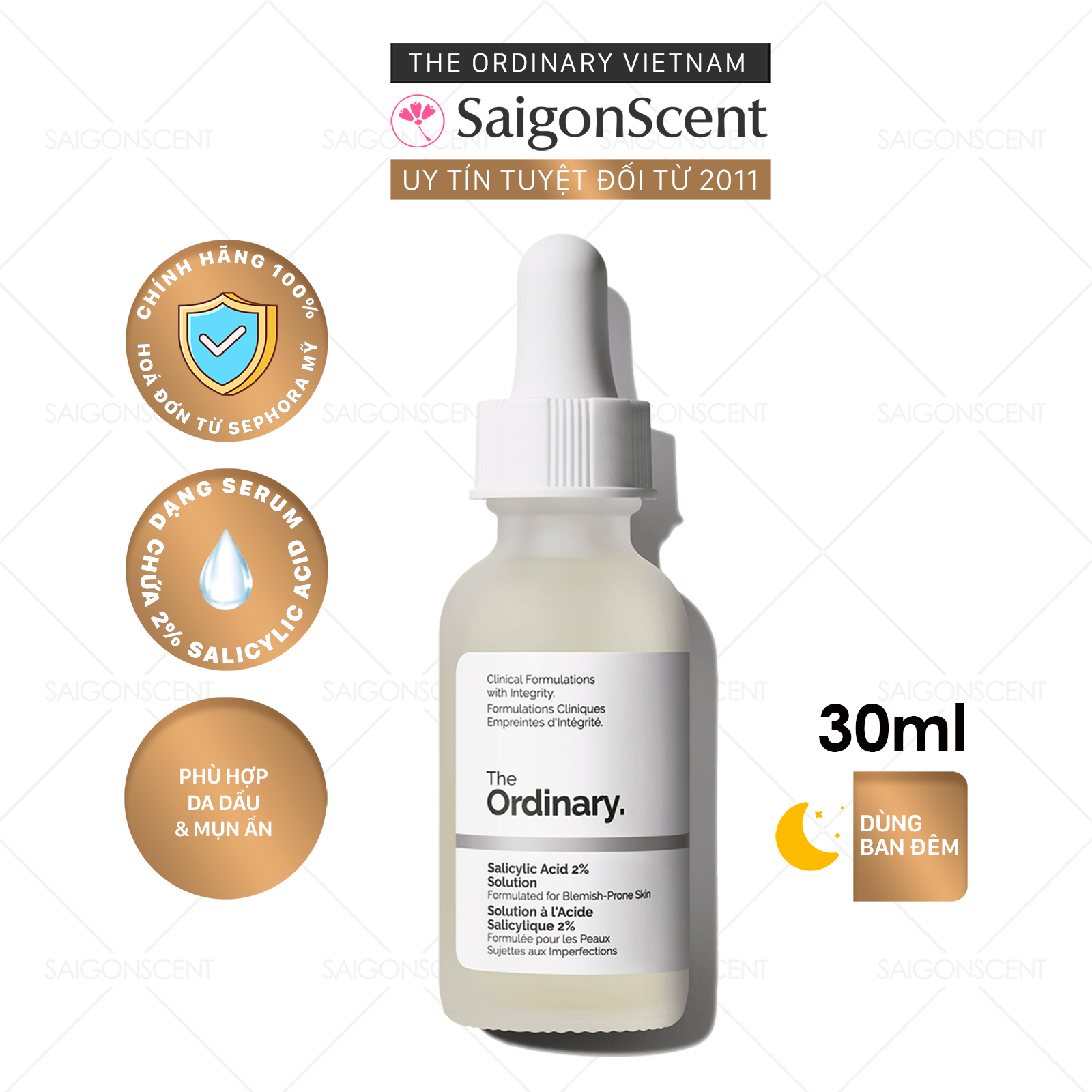 Tinh chất giảm mụn ẩn The Ordinary Salicylic Acid 2% Solution