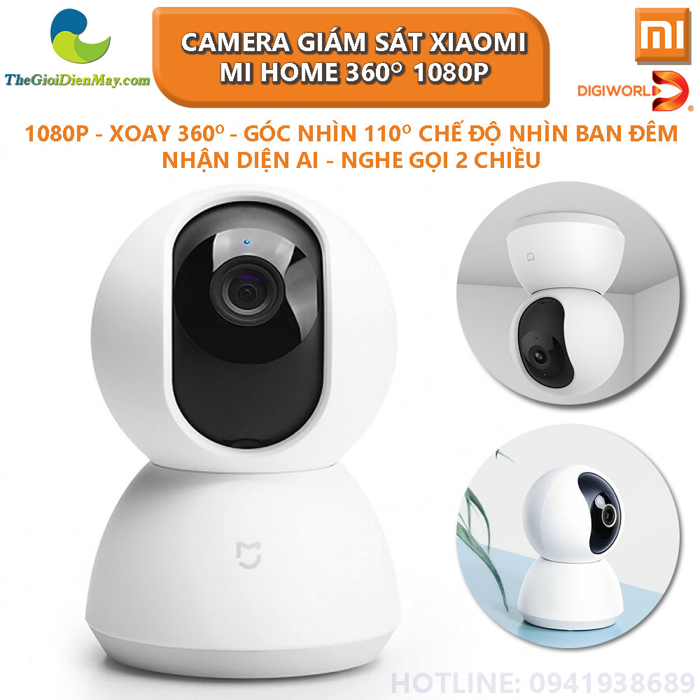  Camera giám sát xiaomi xoay 360 độ IP fullHD 1080P xiaomi mi home security 360 bảo hành 12 tháng có đèn hồng ngoại quay đêm cảnh báo chuyển động đàm thoại 2 chiều - thế giới điện máy 