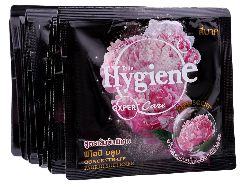 Combo 2 dây12 gói nước xả vải Hygiene Expert Care đen hương hoa mẫu đơn 20ml