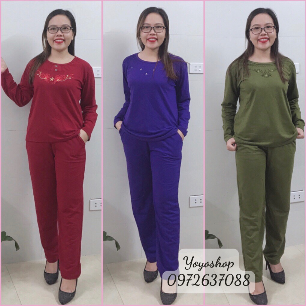 Bộ nỉ da cá trung niên cho mẹ, bộ thu đông mặc nhà cho mẹ cho bà chất dày ấm