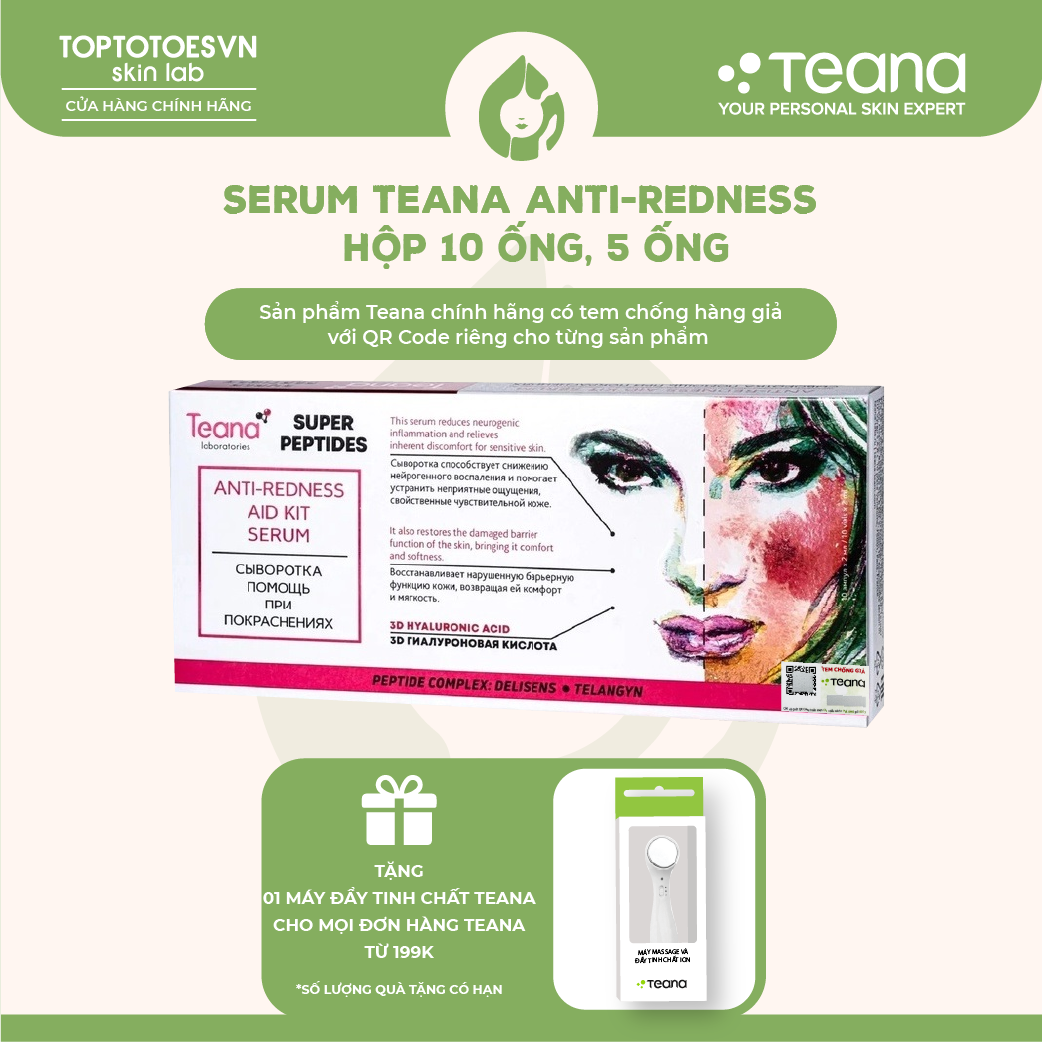 Serum Teana Super Peptides Anti-redness Aid Kit giảm sưng mẩn đỏ mụn phục hồi da