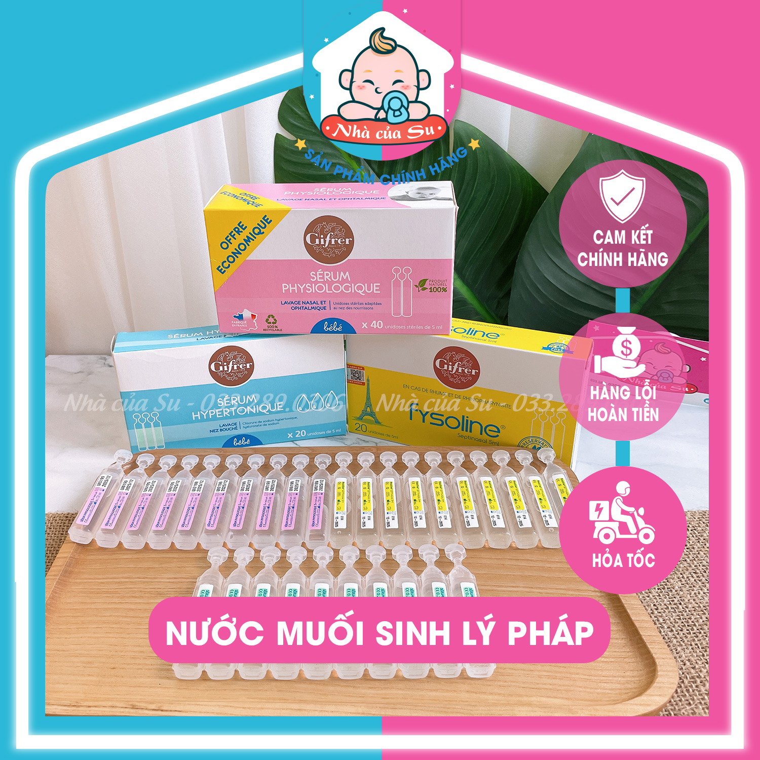 Nước muối sinh lý Physiodose Pháp ⭐FREESHIP⭐ Tép muối vệ sinh mắt, mũi cho bé NHÀ CỦA SU
