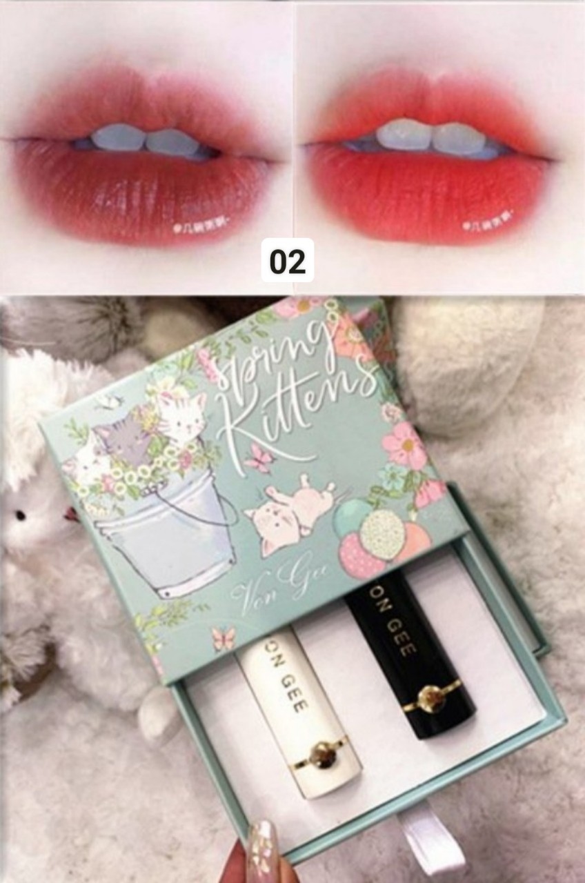 [HCM](Mẫu Mới )Set 2 Cây Son Thỏi VONGEE Siêu Lì Dưỡng ẩm Kèm Hộp Đựng Cực Xinh
