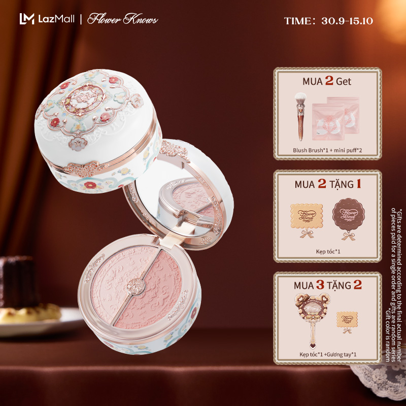 Flower Knows Butterfly Cloud Collar Collection Hộp Phấn 2 Màu Phấn Highlight và Phấn Má Hồng 6g blush
