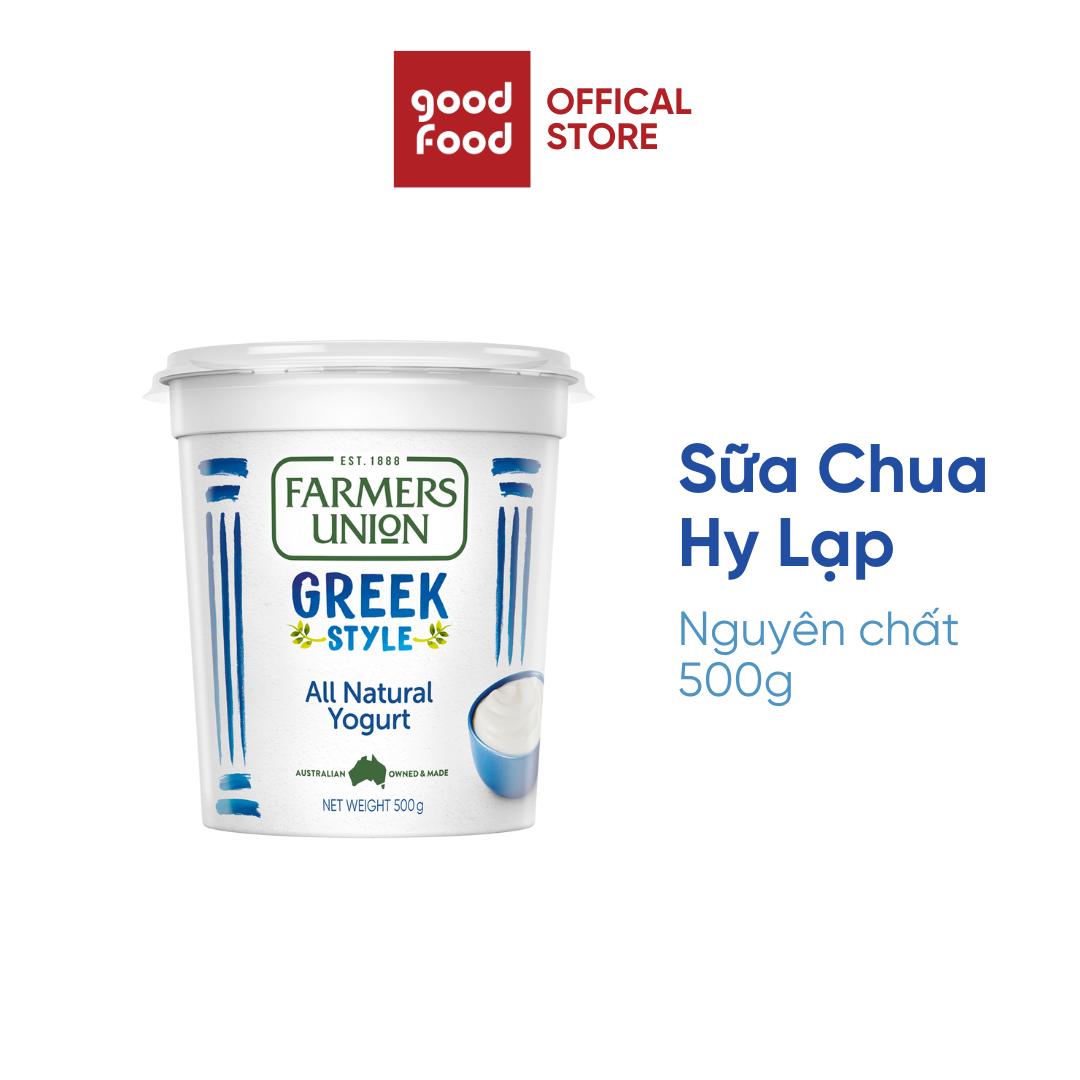 Sữa chua hy lạp vị tự nhiên nguyên chất Farmers Union Greek style all natural yogurt hũ 500g đẹp da tốt cho sức khỏe