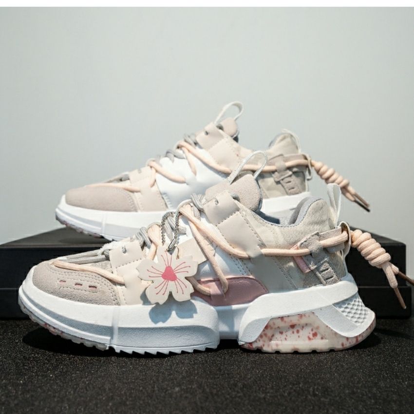 giày thể thao nữ hoa anh đào độn đế tăng chiều cao đi êm chân phong cách thể thao TẶNG tất khử mùi trị giá 15k tại shop huy hiệu