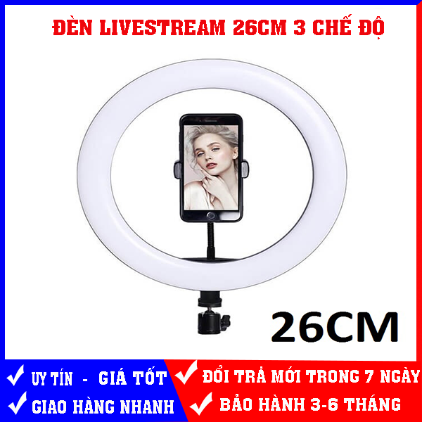 Đèn LiveStream 26cm,33cm ( 3 chế độ sáng) trang điểm , studio,chụp hình sản phẩm (Không Kèm Chân Đèn)
