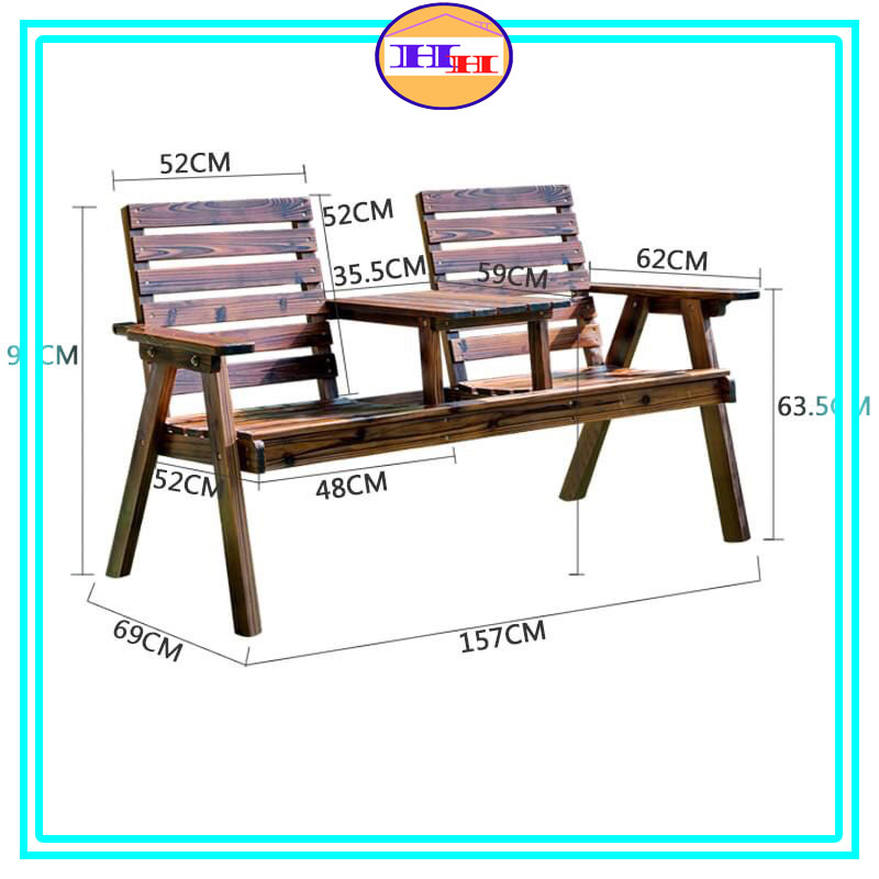 Ghế gỗ ngoài sân vườn bằng gỗ thông có dộ bền cao,Ghế đôi ngồi thư giãn độc lạ tiện lợi