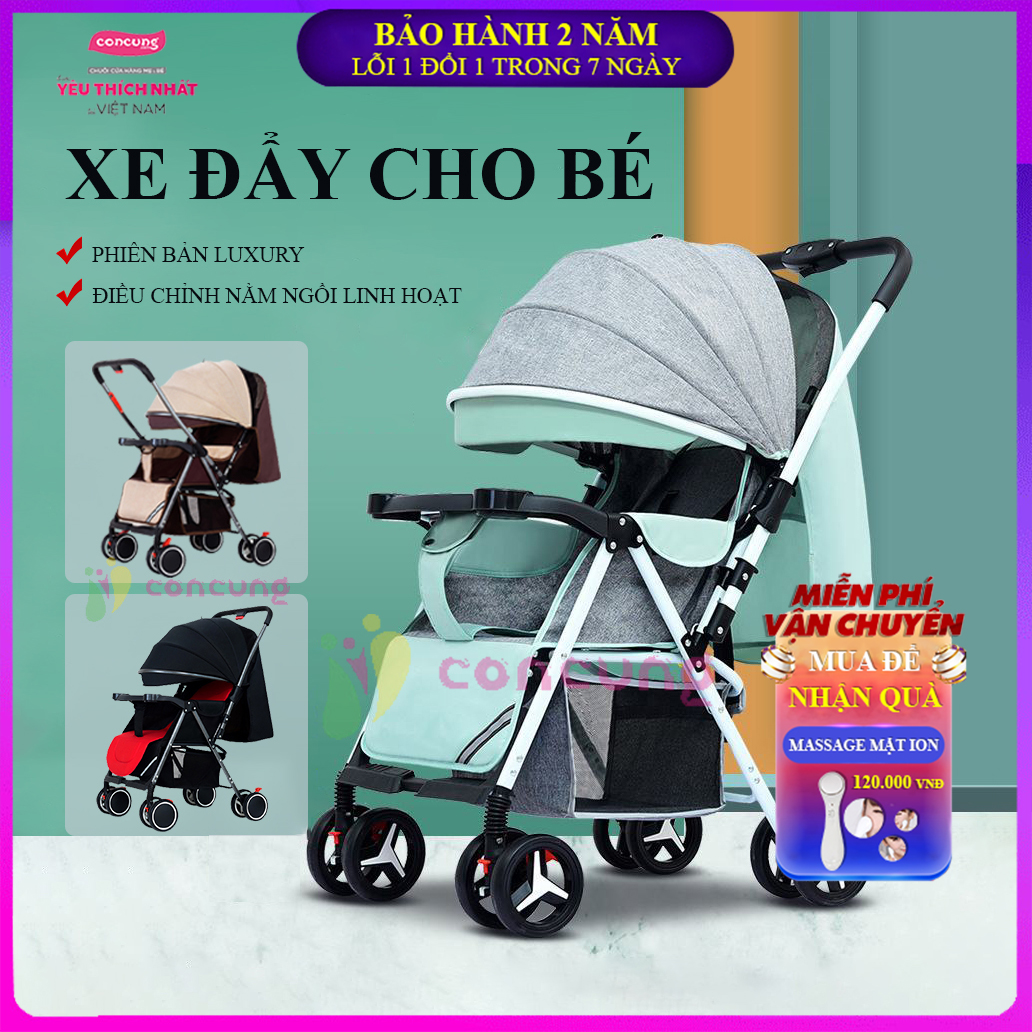 Xe đẩy cho bé bản cao cấp hai chiều hai tư thế nằm ngồi siêu nhẹ có thể gấp xách tay kèm quà tặng hấp dẫn cho bé Bảo hành 2 năm lỗi 1 đổi 1 trong 7 ngày