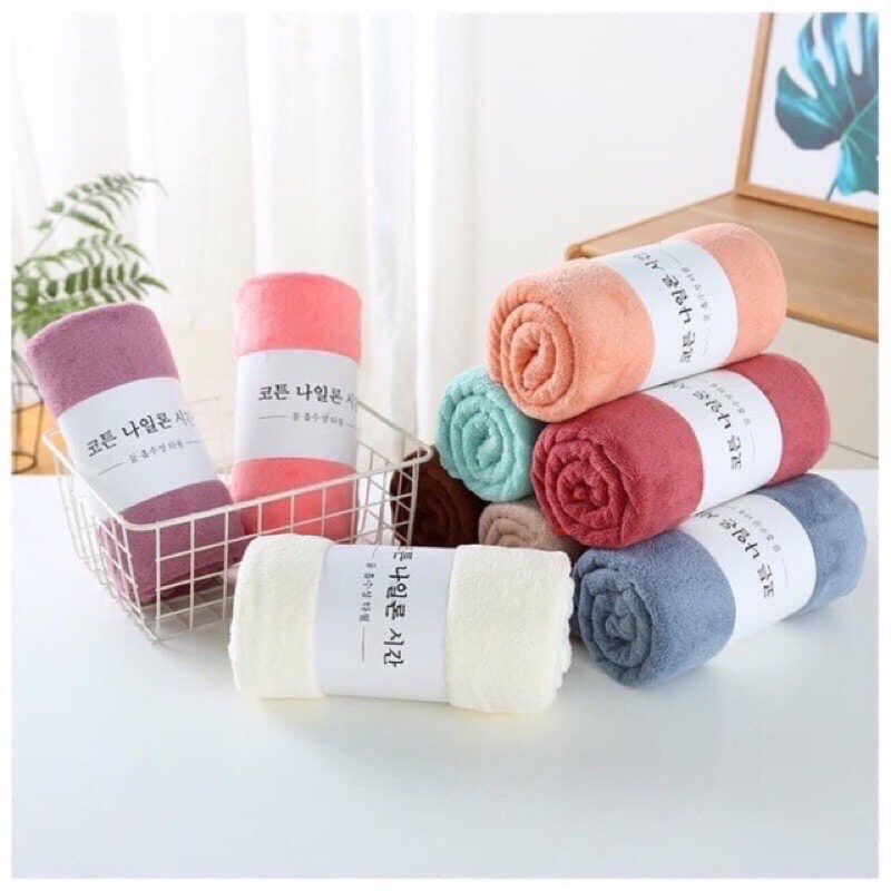 Khăn mặt lông cừu xuất hàn siêu mềm mại (30x50) Khăn mặt vải cotton thấm hút tốt kháng khuẩn bảo vệ sức khỏe - Laa Berlaa