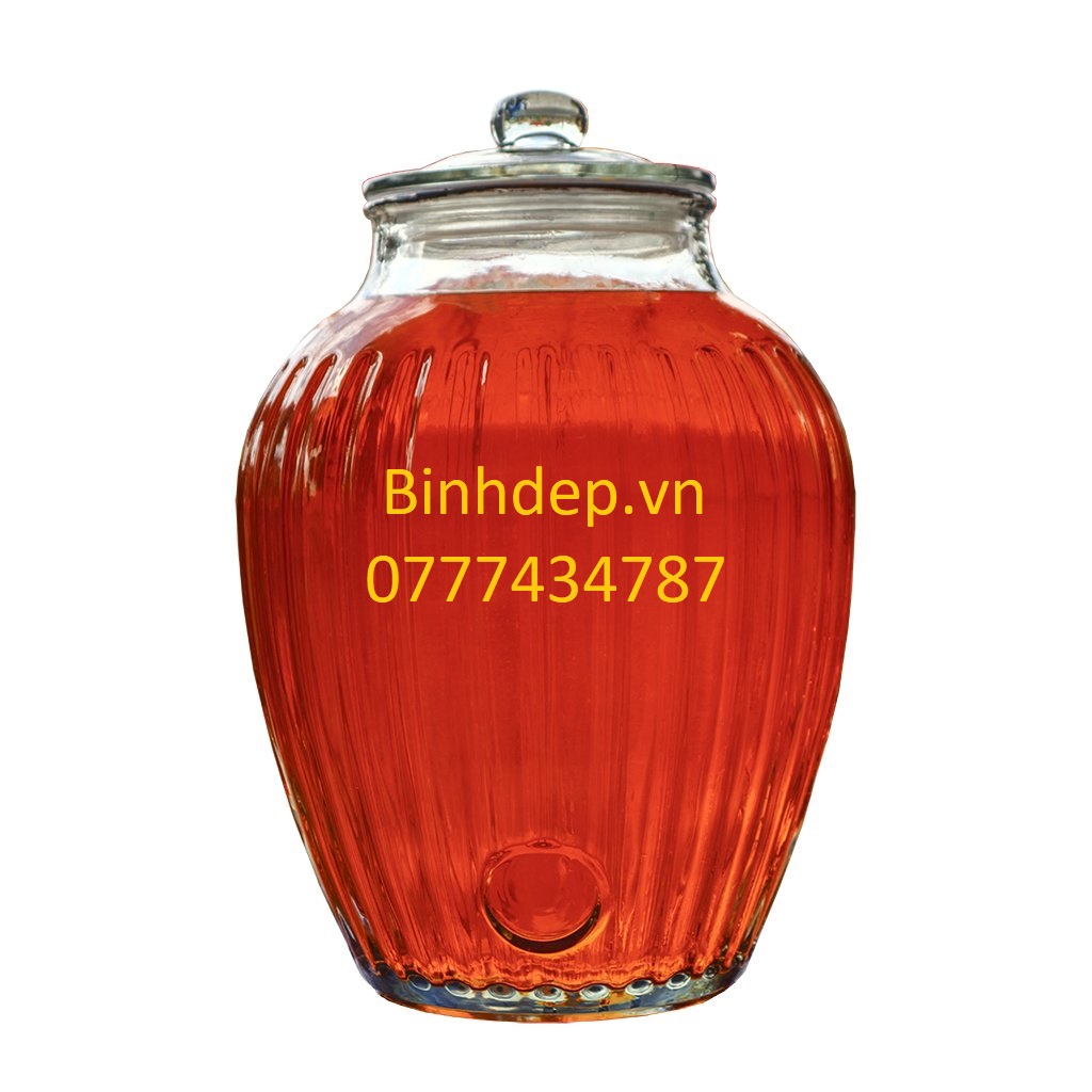 Bình thuỷ tinh ngâm rượu 10 lít không vòi kiểu dáng bí sọc