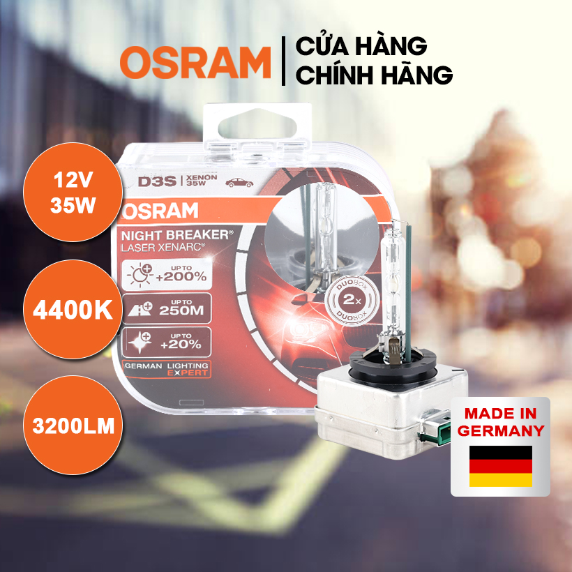 Combo 2 Bóng Đèn Xenon Pha/Cos HID OSRAM Night Breaker Dùng Cho Xe Ô Tô Xe Hơi Chân D3S 12V 35W 66340XNL - 4400K 3200LM Thủy tinh Giá 8,554,000 Đồng*Miễn phí vận chuyển