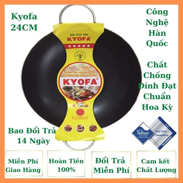 CHẢO CHỐNG DÍNH 2 QUAI KYOFA 24CM- CÔNG NGHỆ HÀN QUỐC CHẤT CHỐNG DÍNH ĐẠT CHUẨN HOA KỲ - HÀNG BAO ĐỔI TRẢ 14 NGÀY HOÀN TIỀN 100%.